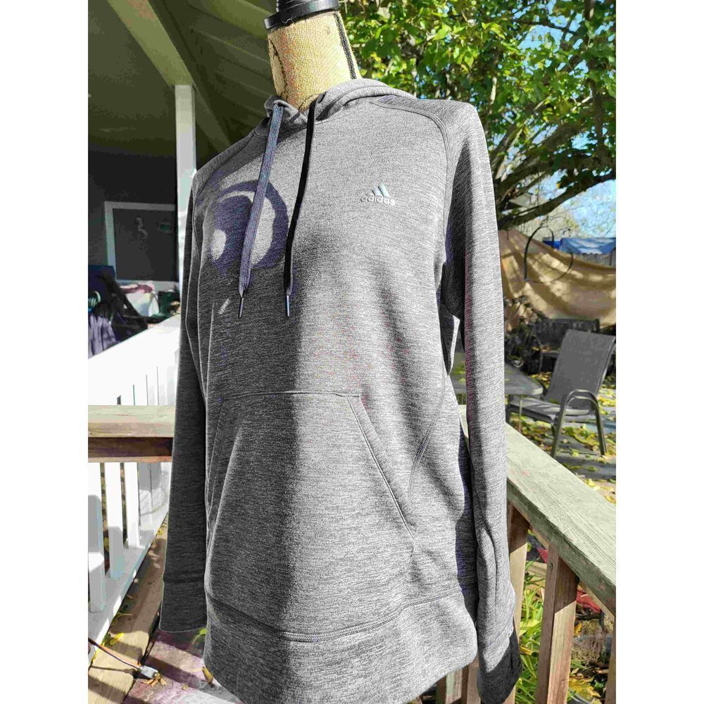 Adidas hooded sweatshirt: Worn once: very soft grey/black w/ thumb holes
